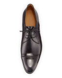 Gaspard Slash-Toe Leather Shoe, Black 