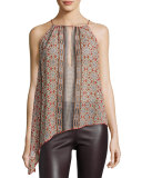 Lillian Printed Georgette Halter Top, Multicolor Pattern