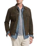 Suede Trucker Jacket, Olive