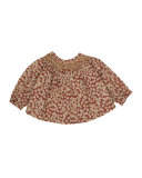 Long-Sleeve Floral Poplin Blouse, Red, Size 6M-2