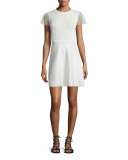 Point d'Esprit-Sleeve A-line Dress 
