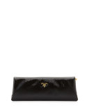 Saffiano Vernice East-West Frame Clutch Bag, Black (Nero)
