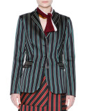 Striped Three-Button Jacket, Black/Sage