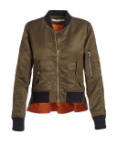 Satin Bomber Jacket, Army Green