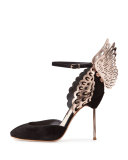 Evangeline Angel Wing d'Orsay Pump, Black/Rose Gold