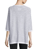 Slub Striped Linen/Cotton Tunic, White