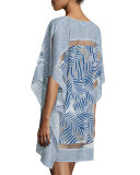 Palm 3/4-Sleeve Coverup Tunic, Marina