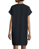 V-Neck Short-Sleeve Popover Shift Dress
