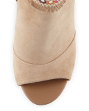Artie 2 Fringe Open-Toe Bootie, Camel
