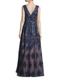 Sleeveless Embroidered Ball Gown, Twilight