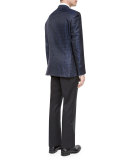Exaggerated Houndstooth Dinner Jacket, Navy/Black