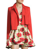 Adair Tie-Neck Cropped Jacket, Bright Red