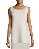 Washable Wool Crepe Long Tank, Sea Salt