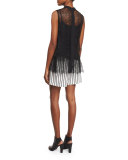 Striped Woven Skort, Black/White