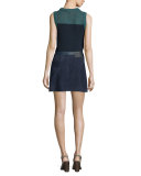 Carmen Colorblock Cable-Knit Tank, Teal