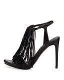 Aries Fringe Leather Sandal, Black