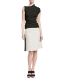 Ribbed-Inset A-Line Skirt, Black