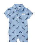 Cotton Mesh Lobster Shortall, Blue, Size 3-18 Months