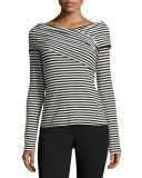 Kellay Striped Ribbed Top, Black/White