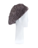 Structured Mink Fur Beret Hat, Blue
