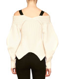 Off-the-Shoulder Corset Sweater, Natural White