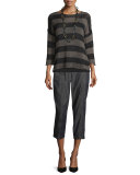 Crisp Organic Cotton Striped Sweater, Oregano