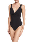 Twist Underwire One-Piece Swimsuit, Black (Available in D+ Cup)