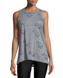 Elephant-Print Burnout Muscle Tank Top