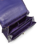 Crocodile Medium Structured Top-Handle Bag, Purple Shiny