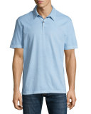 Sueded Jersey Polo Shirt, Light Blue