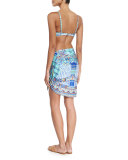 Printed Short Sarong Coverup, Divinity Dance