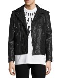 Studded Leather Biker Jacket, Black