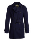 Slim-Fit Double-Breasted Trench Coat, Blueberry