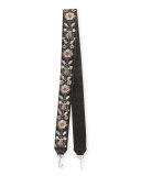 Metallic Floral-Embroidered Guitar Strap for Handbag, Bronze/Multi