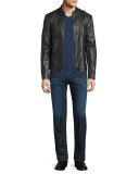 Cropped Leather Jacket, Black