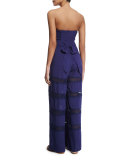 Appleton Sheer-Insert Strapless Jumpsuit