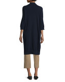 Cashmere 3/4-Sleeve Long Cardigan