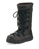Laetitia Leather Lace-Up Boot, Black