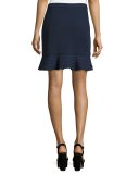 William Circle Ponte Flounce Skirt, Deep Navy