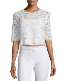 Freddy Half-Sleeve Lace Top, Summer White