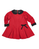 Ponte Knit Dress w/Velvet Detail, Red, Sizes 2-6