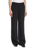 Crepe Wide-Leg Trousers, Black
