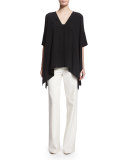 V-Neck Silk Poncho