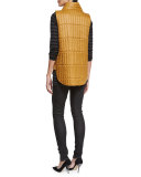 Striped Merino Wool Long-Sleeve Top, Charcoal/Black 