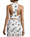 Tru Lace Racerback Crop Top, White/Black