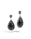 Batu Classic Chain Black Chalcedony & Sapphire Drop Earrings