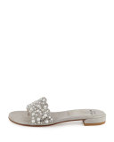 Napoli Pearly Crystal Flat Slide Sandal