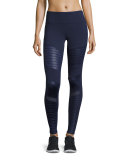 Moto High-Waist Sport Leggings, Navy
