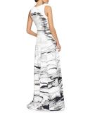 Water-Print Column Gown