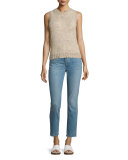Ribbed Crewneck Sweater Vest, Sahara